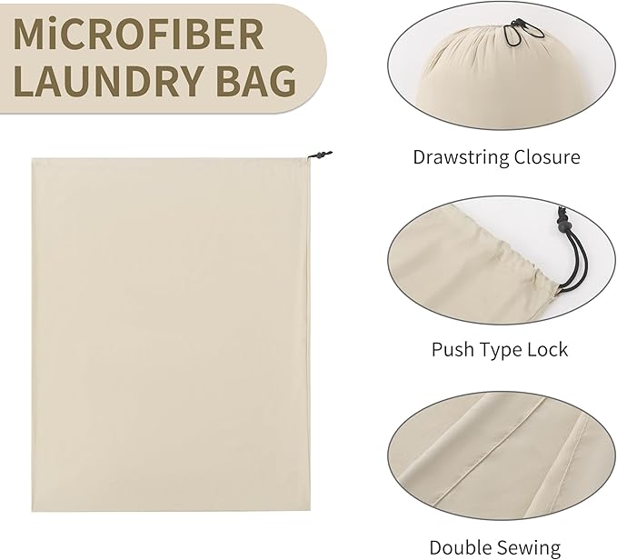 ZPECC Travel Laundry Bag 12 Pack,Bulk Extra Large Heavy Duty Bags, Durable Dirty Clothes Organizer With Drawstring, Fit a Basket or Hamper (40" X 30",Khaki)