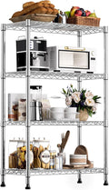 1000 lbs Storage Shelving 4-Tier Utility Shelving Unit Steel Organizer Wire Rack for Home,Kitchen,Office,Chrome (13.7" D x 23.6" W x 53.4" H)