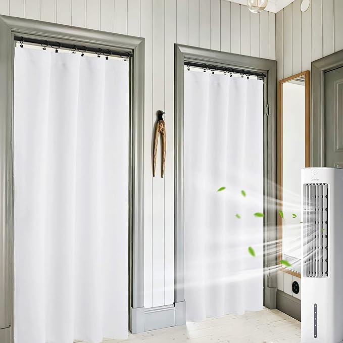 RYB HOME White Curtains for Bedroom - Privacy Window Curtains Sunlight & UV Shades 50% Room Darkening for Bedroom Bath Office Living Room, W 42 x L 84 inch, Pure White, 1 Pair