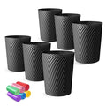 Small Trash Can 1.8 Gallons, Bathroom Trash Can & Garbage Can with 6 Trash Bags, Bedroom Trash Bin & Waste Basket for Office, Bedroom, Living Room, Kitchen, Compact Space (6-Black)
