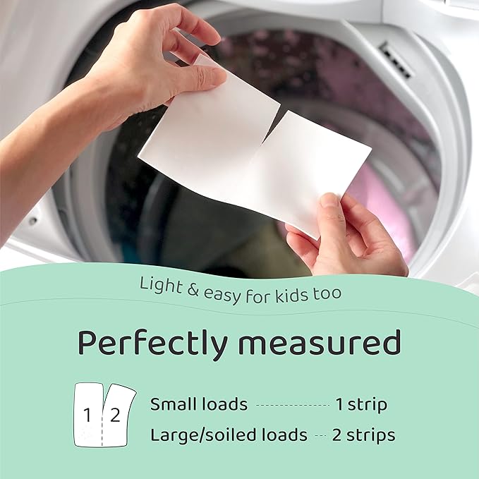 LAZY COCONUTS Eco Friendly, Plant Powered Laundry Detergent Strips - 100 Loads - Fragrance Free, Unscented, Ultra Concentrated, Earth Friendly No Plastic - Light, Perfect For Home, Travel, Camping