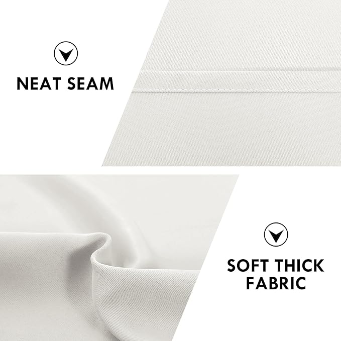 DWCN Blackout Curtains Thermal Insulated, Energy Saving & Noise Reducing Bedroom and Living Room Curtains, Ivory, W 42x L 63 Inch, Set of 2 Rod Pocket Curtain Panels