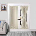DWCN French Door Curtains – Rod Pocket Thermal Blackout Curtain for Doors with Glass Window, Kitchen and Patio Doors for Privacy, 54 X 72 Inches Long, 1 Curtain Panel with Tieback, Light Beige