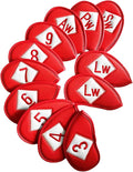 FINGER TEN Premium Synthetic Leather Stylish Iron & Wedge Golf Head Covers Value 12 Piece Set, Embroidered Labels & Fits Most Clubs Gift Set, Travel Protection Accessories