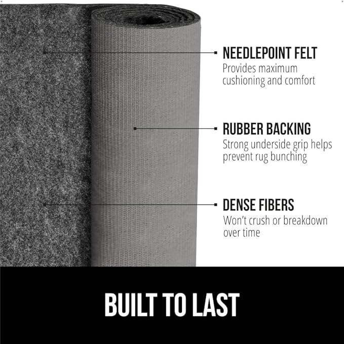 GORILLA GRIP Felt and Natural Rubber Stay in Place Slip Resistant Rug Pad, 1/4in Thick, 9x12 FT Protective Padding Under Area Rugs, Cushioned Gripper Pads, Carpet Runners, Hardwood Floors Protection