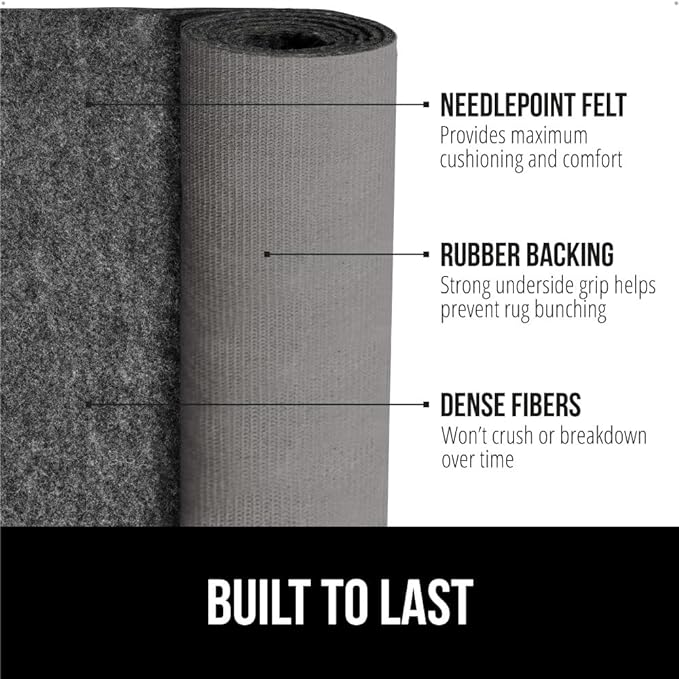 GORILLA GRIP Felt and Natural Rubber Stay in Place Slip Resistant Rug Pad, 1/4in Thick, 3x5 FT Protective Padding Under Area Rugs, Cushioned Gripper Pads, Carpet Runners, Hardwood Floors Protection