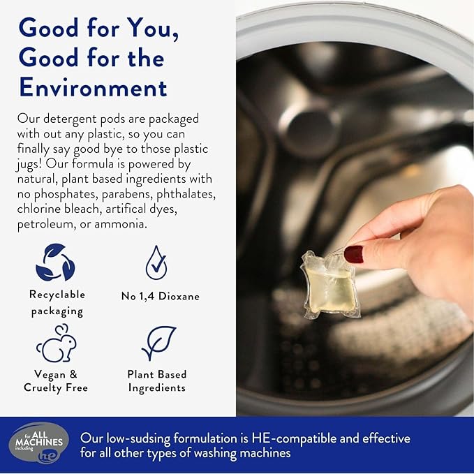 Clean People Laundry Detergent Pods - Recyclable Packaging, Hypoallergenic, Stain Fighting - Ultra Concentrated, Laundry Soap - Peppermint, 192 Pack