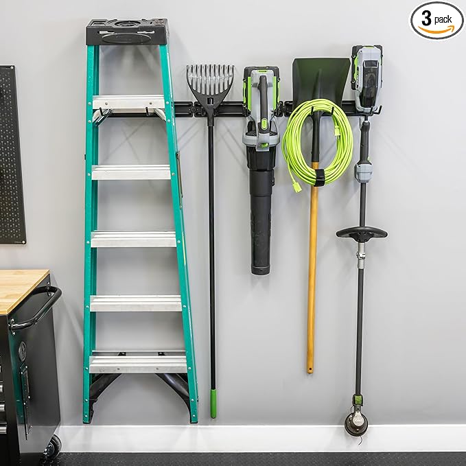 StoreYourBoard Garage Tool Organizer Wall Mount – Heavy Duty Garage Wall Organizer for Garage Organization and Storage, Broom Holder Wall Mount for Gardening Tools & Yard Tools – 48" Holds 450 lbs
