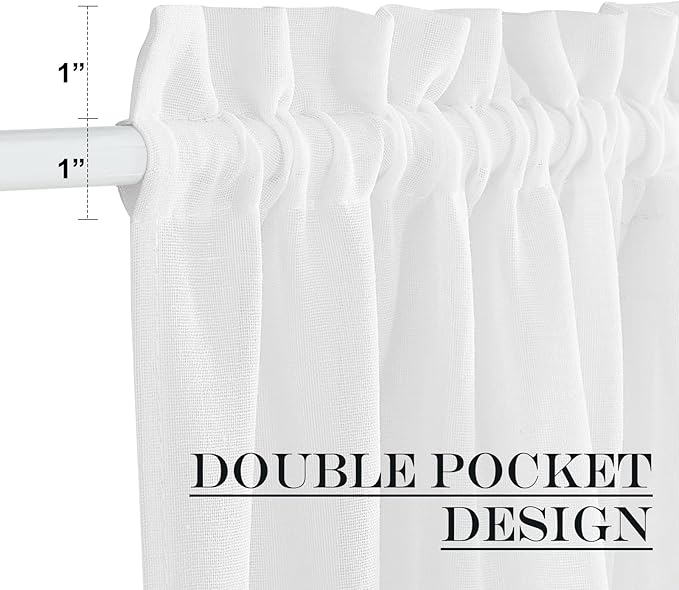 NICETOWN Door Window Curtain - White Sheer Curtain Light Filter French Blinds Top and Bottom Rod Pocket Front Door Shade for Glass Patio, 1 Panel, 52" Wide x 40" Long