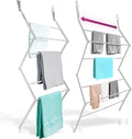 BLACK+DECKER Over The Door Expandable Telescopic Drying Rack, Clothes Organizer, Towel Hanger, Laundry, Collapsible, Silver