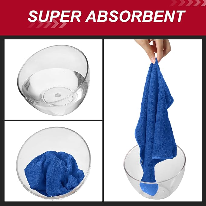 200 Pcs Microfiber Cleaning Cloth 16x16 Inch Microfiber Towels for Car Ultra Absorbent Cleaning Rags Reusable Lint Free Streak Free Detailing Towel for Car Washing Drying Dusting (Dark Blue)