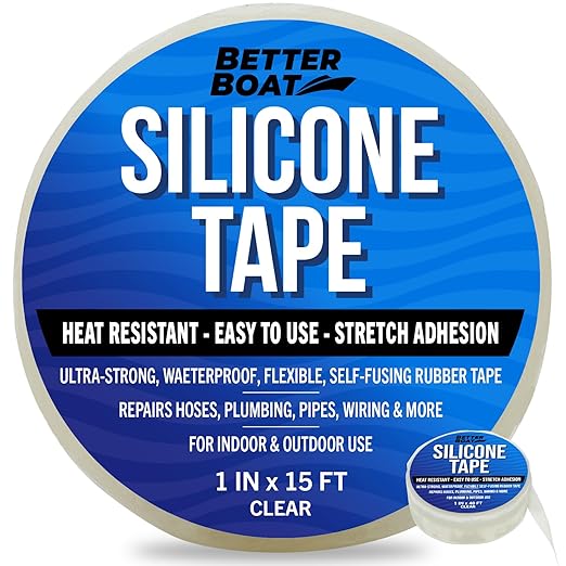 Clear Heavy Duty Silicone Tape, Self-Fusing Rubber Hose and Plumbing Water Pipe Repair Seal, Coax Electrical or Waterproof Tape for Leaks, 15ft