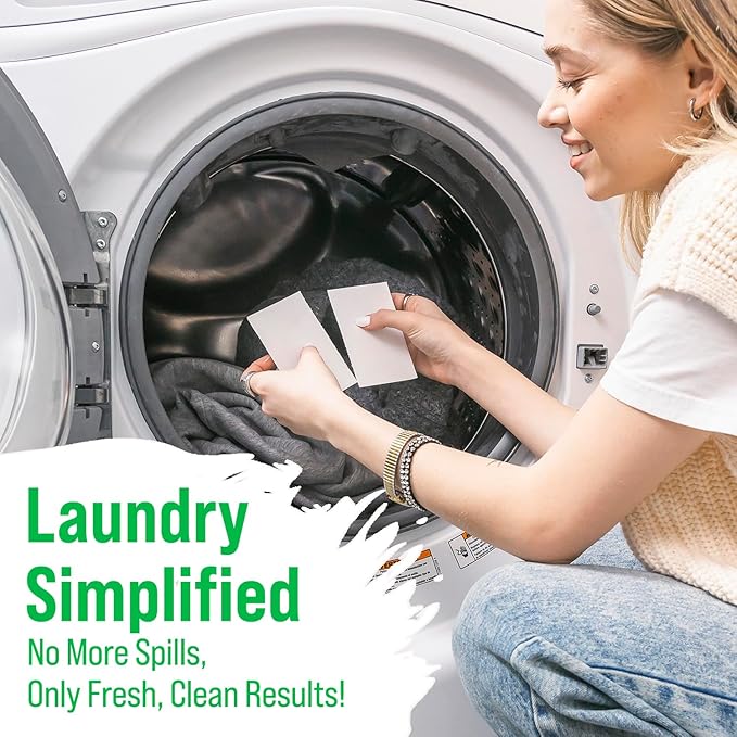 Rockin' Green Hard Rock Travel Laundry Detergent Sheets for Hard Water - Mess-Free Laundry Sheet Detergent with Sodium Bicarbonate - Easily Dissolvable Laundry Soap Sheets (104 Loads, Freshwood Mac)