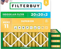 Filterbuy 20x20x2 Air Filter MERV 11 (MPR 1200) Allergen Defense Replacement (4-Pack), Electrostatic Pleated HVAC AC Furnace Filters, Made in USA (Actual Size: 19.50 x 19.50 x 1.75)