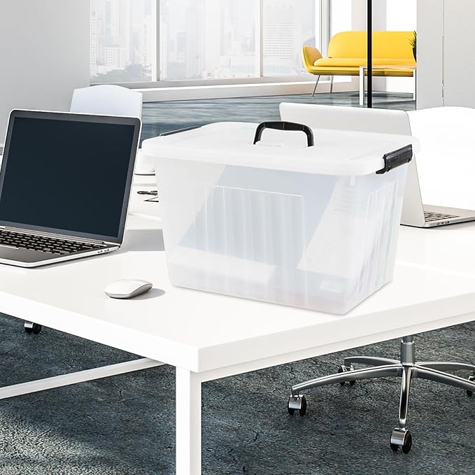Asking 18 L Clear Plastic Storage Box with Handle, 4-Pack