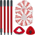 Spin Mop Replace Head, Base, Mop Handle Replacement for OCedar EasyWring 1 Tank System - Include 2 Microfiber Refills, 1 Sturdy Iron 30-58" Adjustable Mop Stick, Head Cover and Scrubber