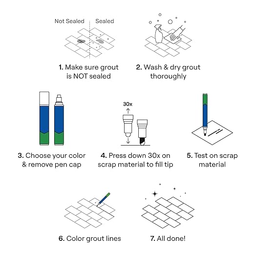 Grout Pen Light Grey Tile Paint Marker: Waterproof Grout Paint, Tile Grout Colorant and Sealer Pen - Light Grey, Narrow 5mm Tip (7mL) - 3 Pack