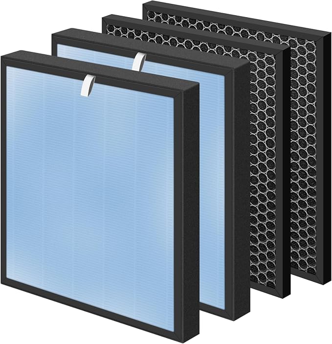 HSP001 True HEPA Filter Replacements for Air Purifier Filters HSP001,4 in 2 H13 True HEPA Filter with Activated Carbon Pre-Filter,2 Pack
