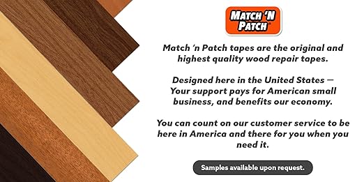 MATCH 'N PATCH Realistic Wood Grain Repair Tape - Durable Multi-Use Adhesive Tape for Furniture, Floors, Cabinets, Windows, Doors, RV, Home Decor & DIY Projects - Chestnut Maple, 2.25 inch x 15 feet