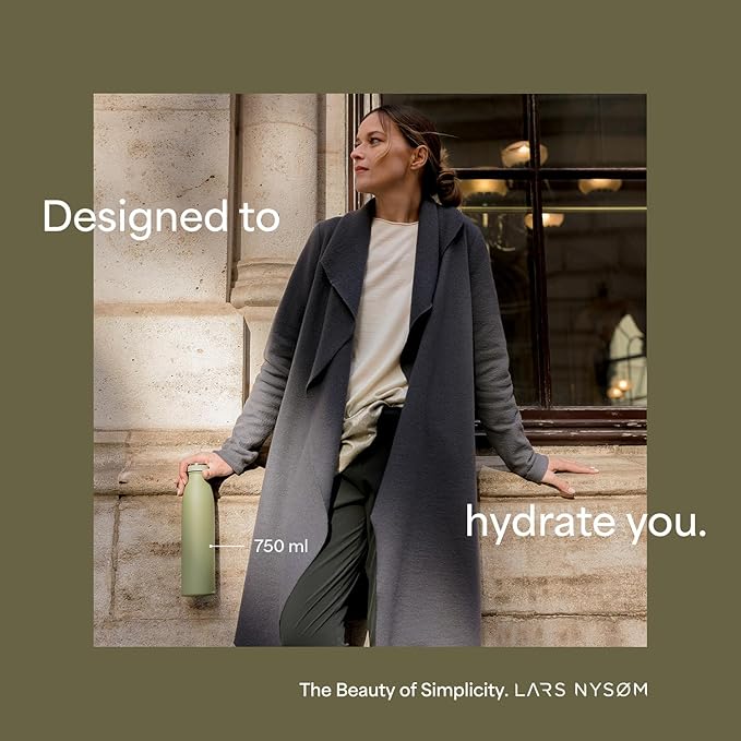LARS NYSØM Stainless Steel Insulated XL Water Bottle 12oz 17oz 25oz 34oz 51oz | Insulated Thermo Flask for Hot and Cold Beverages | Leakproof Drinking Bottle (Creamy Peach, 50.7 oz)
