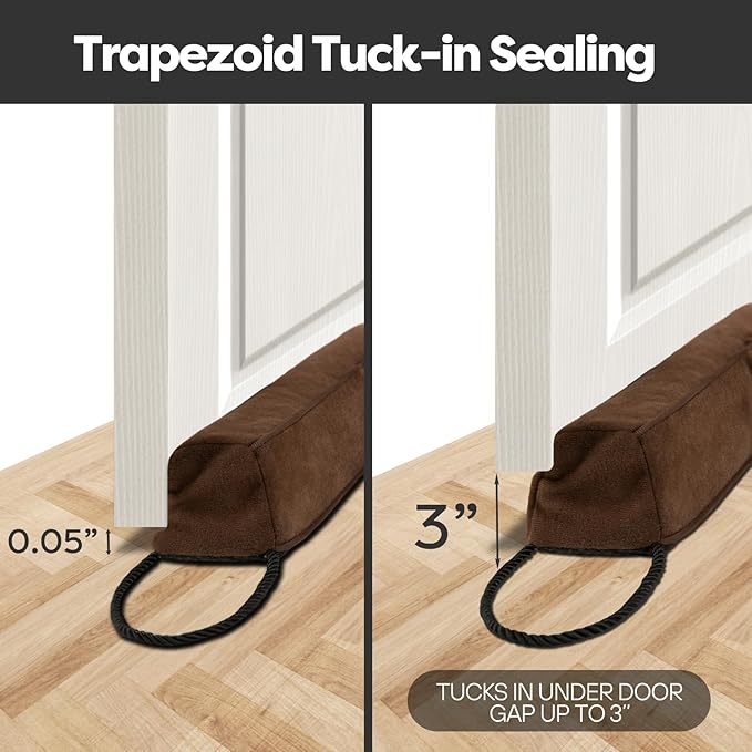Weighted Door Draft Stopper for Front Door, Easy to Use Heavy 38 Inch Door Bottom Winter Cold Air Draft Blocker, for Exterior, Apartment, Back Door, Fits Door Gap Up to 3”, 2.2lb