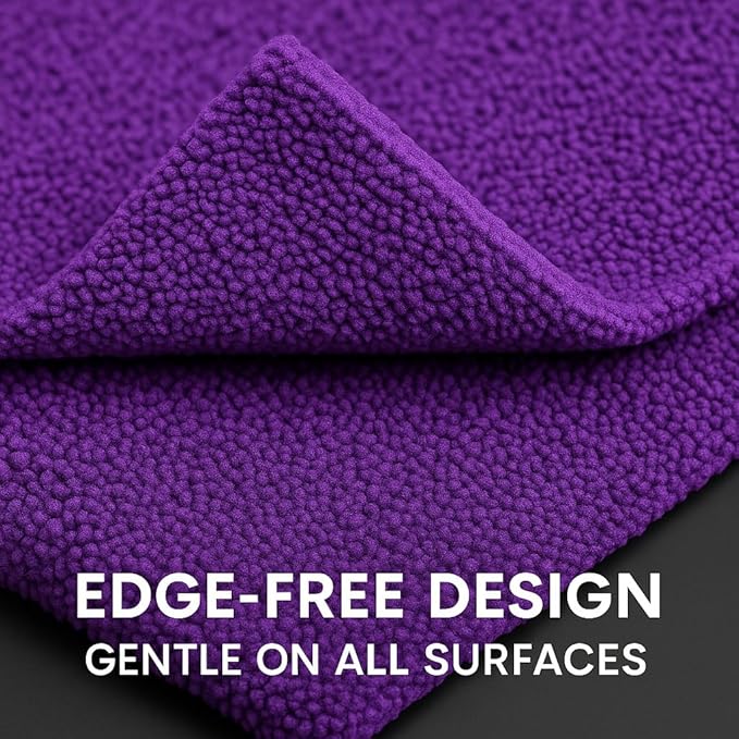 10 Pack Pak Details Edgeless Microfiber Towels for Cars | 16x16 Ultra-Soft, Scratch-Free & Lint-Free Car Detailing Microfiber Cloths for Buffing & Coating | Seamless Finish Auto Cleaning Cloths