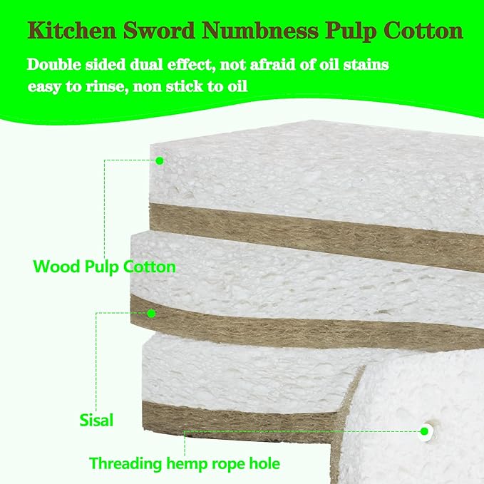 Eco Friendly Cellulose Compostable Biodegradable Kitchen Clean Sponges, for Washing Sink/Pan and Dishwashing, 15 Pack