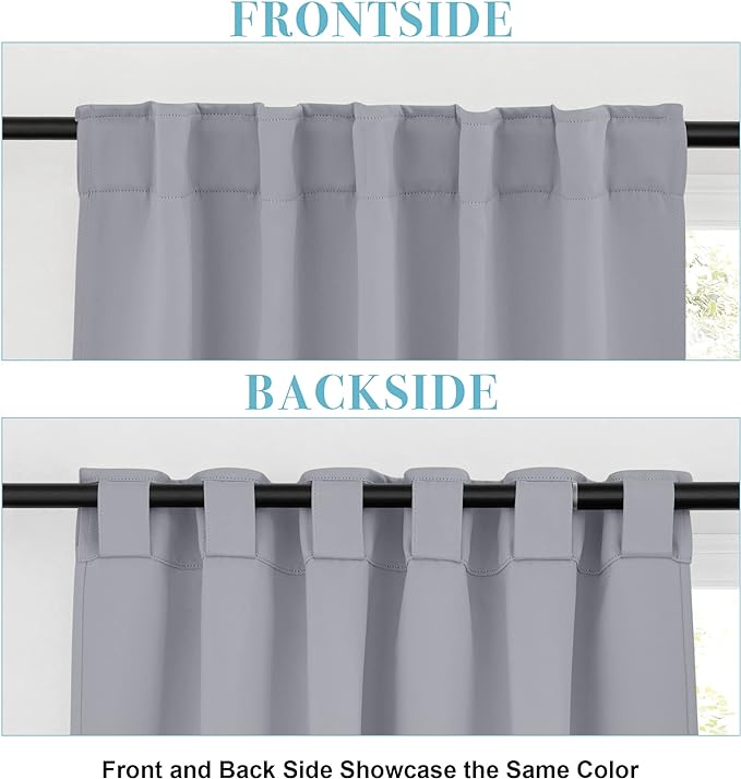 RYB HOME Kitchen Window Curtains - Blackout Privacy Half Window Curtains for Bedroom Bathroom Dining Living Room Cafe Office Short Tiers Drapes, W 34 x L 36 inches, 2 Panels, Silver Grey