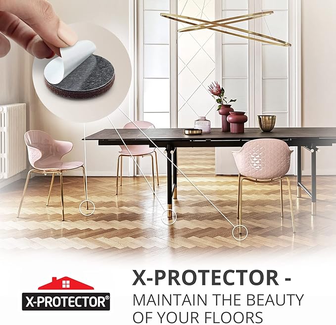 24 Heavy-Duty Felt Furniture Pads 1.5” 1/4” Thick X-Protector! Round Felt Pads for Furniture Feet - The Best Felt Floor Protectors for Furniture to Prevent Scratches. Protect Your Hard Floor! (Brown)