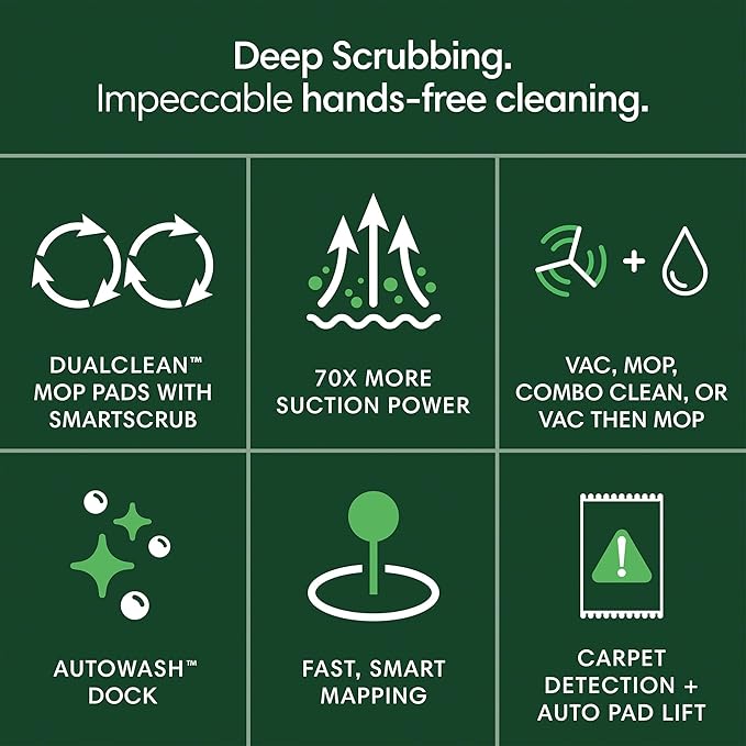 iRobot Roomba Plus 405 (G181) 2in1 Vacuum & Mop Robot with AutoWash Dock - Dual Spinning Mop Pads, Smart & Fast Mapping, Ideal for Pet Hair, Self-empties 75 days, Intense Suction, Pad Washing & Drying