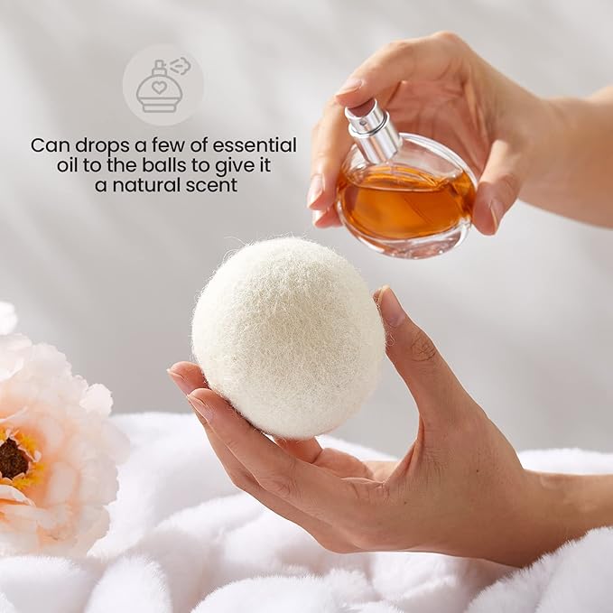 Roowest 32 Pieces Wool Dryer Balls Set 30 Reusable Wool Balls with 2 Muslin Bags Wool Laundry Balls Fabric Softener Ball Anti Wrinkle Anti Static Saving Energy and Time