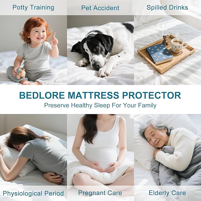Waterproof Mattress Protector California King Size - Breathable, Noiseless, Ultra-Soft Bed Cover, Mattress Pad Cover with Deep Stretchable Pockets 8"-21" (Gray)