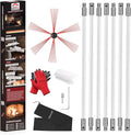 23 Feet Chimney Sweep Kit, Chimney Cleaning Kit with 7 Flexible White Chimney Rods, Chimney Brush, Rotary Chimney Cleaning System Driven by Drill