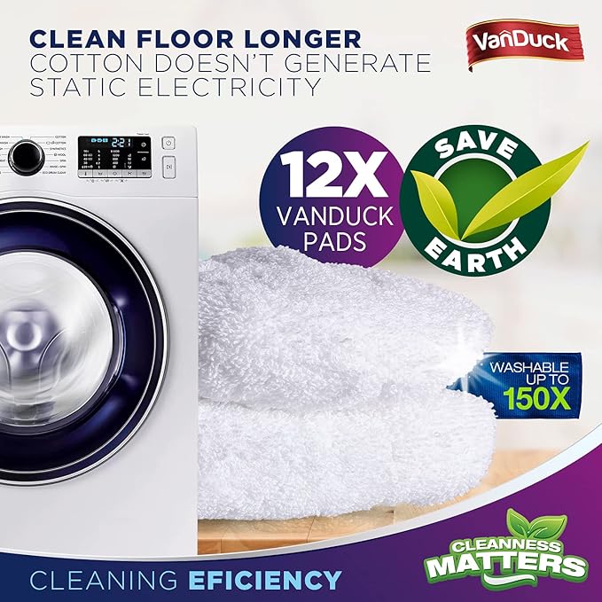VanDuck 100% Cotton Terry Mop Pad 15x8 inch (24-Pack)