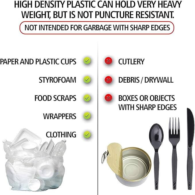 Aluf Plastics High Density Trash Bags, 26 Gallon, 250 Count, 16 Micron (eq), 29" x 44", Clear, for Bathroom, Office, Industrial, Commercial, Janitorial, Municipal, Recycling