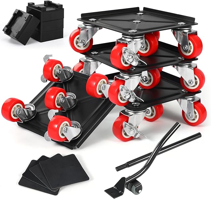 1200 lb Capacity - Heavy Duty Furniture Movers with Wheels and Moving Dolly, Includes Furniture Lifter Jacks Tool Set, Gliders, Sliders, 5 Rollers Casters Cart. Easily Move Furniture, Piano, Equipment
