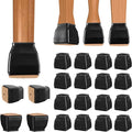 BALEINE 16 Pack Silicone Chair Leg Floor Protectors, Stool Leg Protectors Cap, Non-Slip Chair Leg Caps for Hardwood Floors (Black & Large (Square), 16 Pack)