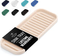 Zulay Kitchen (9x3.5) Silicone Sponge Holder for Kitchen Sink - Flexible Multipurpose Soap Tray - Sink Organizer for Kitchen, Bathroom, Makeup, Trinkets & More (Dark Blue)