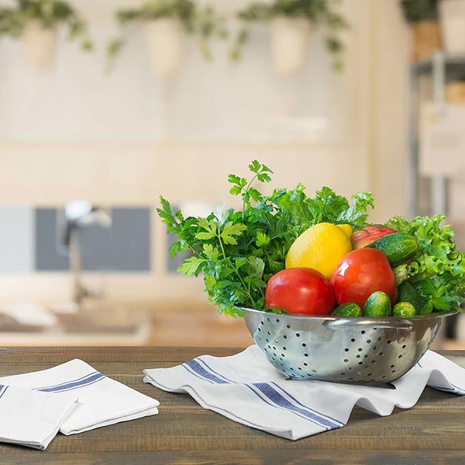Dish Towels Set (Value Pack of 45) Size 15x25 Inch, 100% Cotton Soft & Absorbent Linen Kitchen Towels, Tea Towels, Reusable Cleaning Cloths for Household Cleaning (Blue)