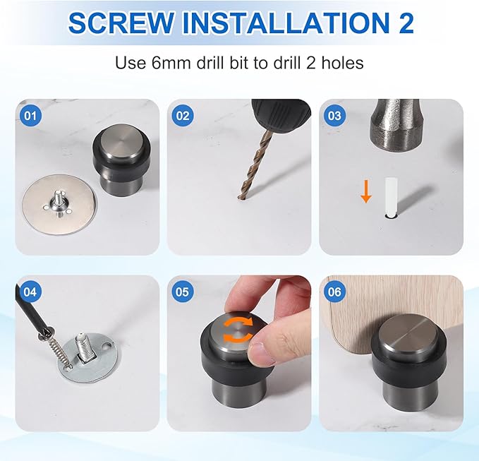 PATIKIL 3Set Round Door Stoppers, 60mm Stainless Steel Door Stop Doorstop Wedge Metal Cylinder Self Adhesive with Screw for Bottom of Door Floor Inside, Copper Tone