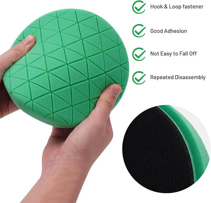 Buffing Polishing Pads, 7Pcs 5.5 Inch 140mm Face for 5Inch 125mm Backing Plate, Car Compound Buffing Sponge Pads and Woolen Pads Cutting Polishing Pad Kit for Car Polishing and Waxing