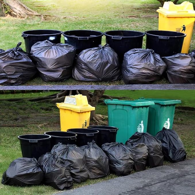 30 Gallon Trash Bags, 250 Count Black Garbage bags, Multi-purpose Trash Can Bin Liners for Bathroom, Office, Industrial, Commercial, Janitorial, Municipal, Recycling