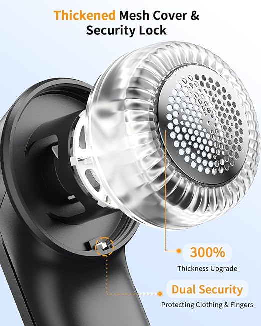 Fabric Shaver, Rechargeable Lint Shaver with Digital Display, Electric Portable Sweater Shaver with 6-Leaf Blades and Safety Lock, 3-Speeds Lint Remover to Remove Pilling for Clothes, Couch, Furniture