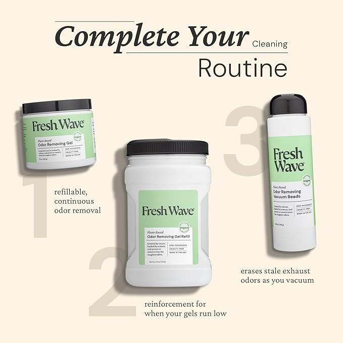 Fresh Wave Odor Removing Gel, 15 oz., Pack of 2 - Odor Absorbers for Home, Safer Odor Relief, Natural Plant-Based Odor Eliminator, Every 15 oz. lasts 30-60 Days, For Cooking, Trash & Pets