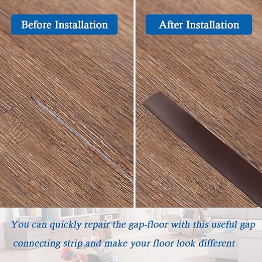 Floor Transition Strip Self Adhesive Floor Cover Strips Laminate 2" Wide Vinyl Flat Divider Transitions (5cm, 10Ft, Brown)