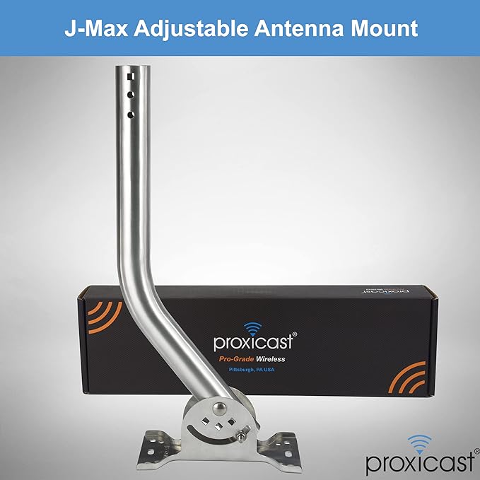 Proxicast Pro-Grade J-Max 100% Solid Stainless Steel Antenna Mount - Universal Outdoor Adjustable Pivot/Lock Bracket & J-Pipe Mast (1.5" x 36" Pole) for Wall, Eave or Roof Mounting (ANT-800-JP3-XL)