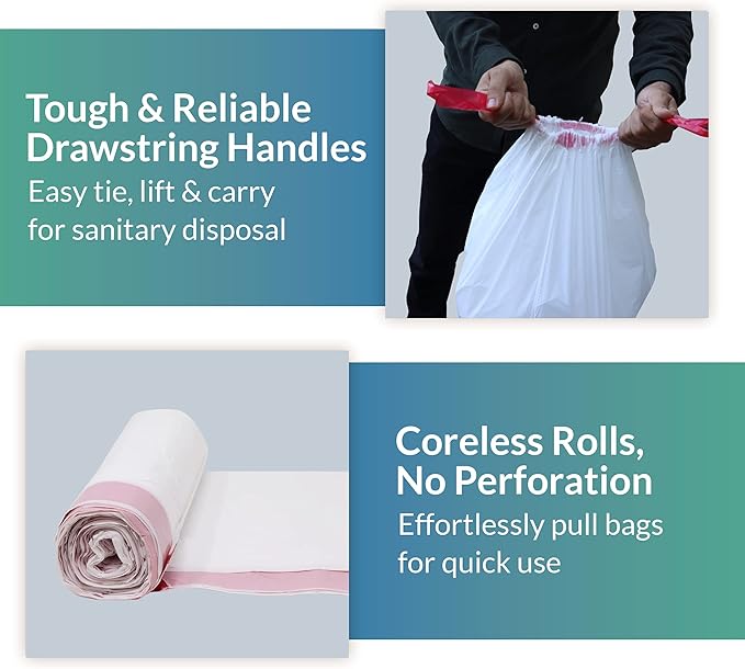 Reli. Tall Kitchen Drawstring Trash Bags 13 Gallon | 500 Count Bulk | Kitchen Garbage Bags | White | 13 Gallon - 16 Gal Capacity