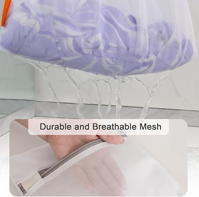 Polecasa 3Pcs 9 x 12 Inches Extra Durable Fine Mesh Laundry Bags with Sturdy Zipper for Delicates, Socks, Protect Clothes in Washing Machine, Laundry Room Essentials for College, Dorm (3 Small)