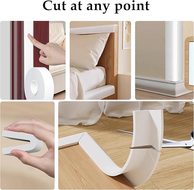 Weather Stripping Door Seal White,1/2Inch Wide X 1/4 Inch Thick,Air Conditioner Window Seal,Self Adhesive Foam Tape High Density Foam Sealing Strip,Soundproof Foam Tape Roll,2 Rolls Total 32.8Ft