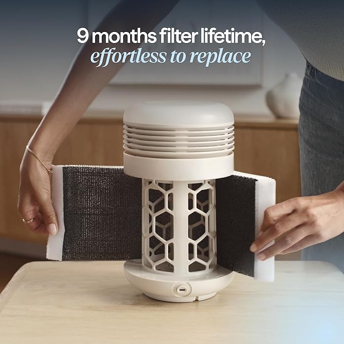 BLUEAIR Purifier for Bedroom - Mini Restful - Sunrise Clock with HEPASilent Filtration and Wake Up Light - Cleans Air and Supports Circadian Rhythm - USB-C and App Connectivity